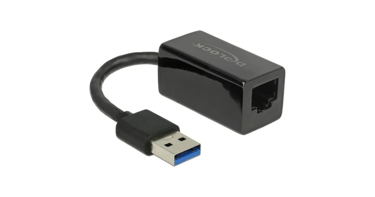 DELOCK SUPERSPEED USBA (USB 3.1 GEN 1) MALE > GIGABIT LAN 10/100/1000 MBPS COMPACT ADAPTER (ZWART, 12,7 CENTIMETER)