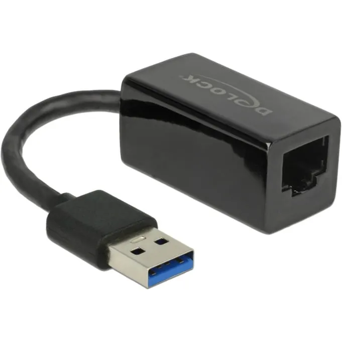 DELOCK SUPERSPEED USBA (USB 3.1 GEN 1) MALE > GIGABIT LAN 10/100/1000 MBPS COMPACT ADAPTER (ZWART, 12,7 CENTIMETER)